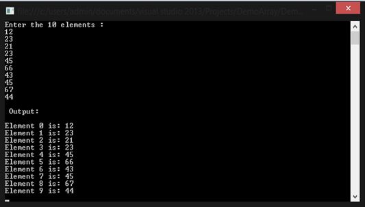 array program output